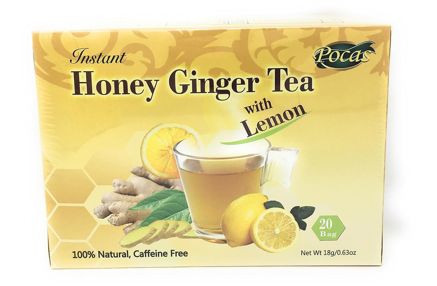 Pocas Instant Honey Ginger Tea with LEMON Caffiene Free