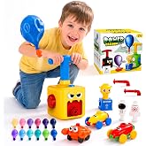 Balloon Launcher with Inertia Car Toy Set for Kids Ages 3 and Up | STEM learning, Car Racer Sets, Playground, Classroom Toys, Boys, Girls, Friends, Yellow Monster
