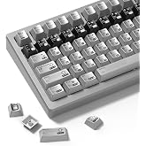 Typehaven PBT Keycaps with Metal Paint, Janese Style 112-Key Black/Silver Custom Keycap Set dye Sublimation,Cherry Profile Ke