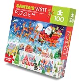 Crocodile Creek 100-Piece Jigsaw Floor Puzzle, Large 17" x 12" Completed Size, Designed for Kids Ages 5 Years and up, Santa's Visit