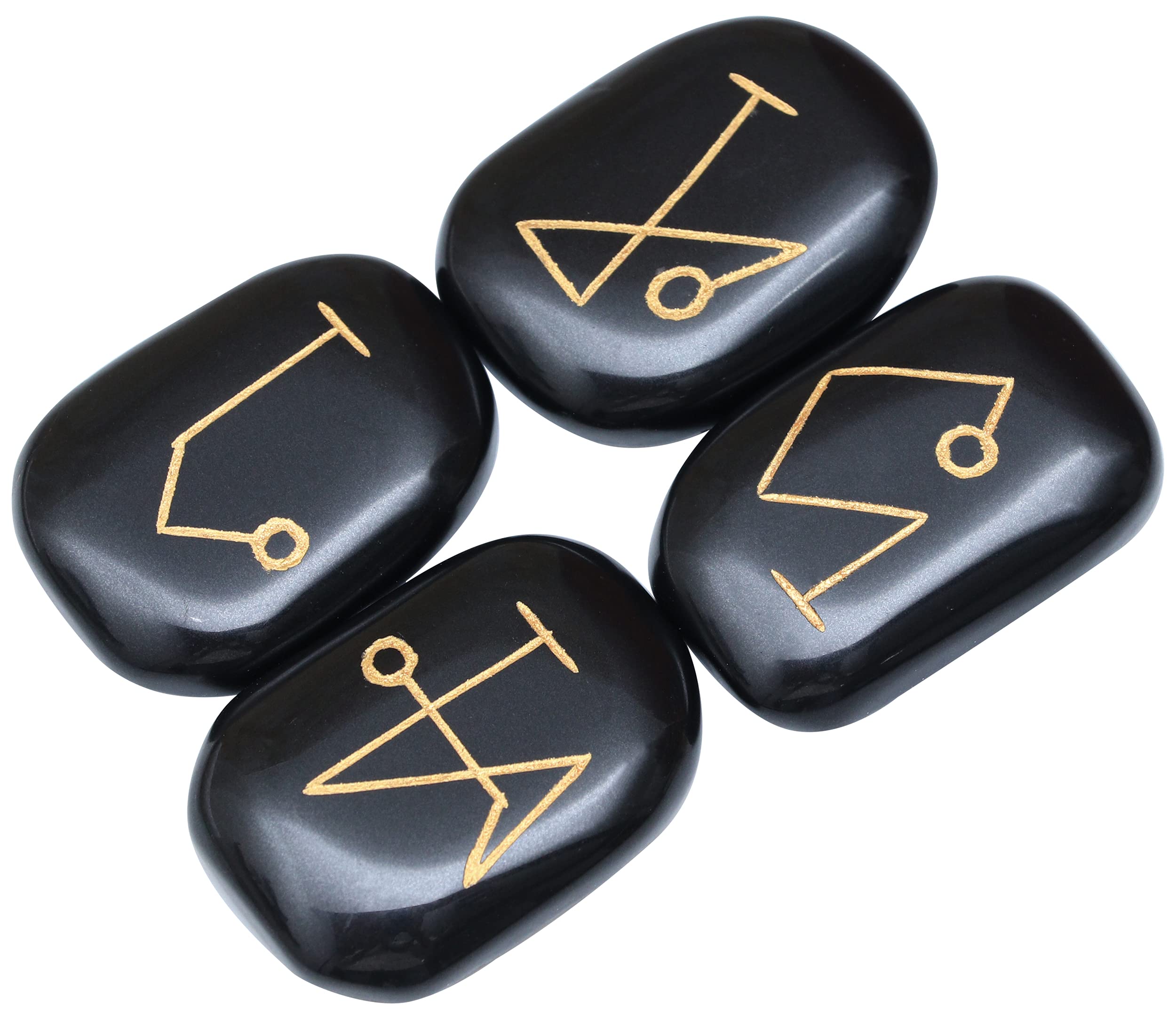 Crocon Black agate Stones Engraved Angel Symbols Polished Palm Stone for Reiki Crystal Healing Chakra Stone Balancing Crystals Cleansing Spiritual Good Luck Size: 30-35 mm