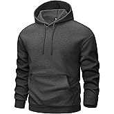 MAGCOMSEN Men's Hoodies Fleece Lined Sweatshirts Drawstring Casual Workout Midweight Pullover With Kangaroo Pocket