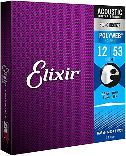 Elixir Strings 80/20 Bronze Acoustic Guitar Strings w POLYWEB Coating