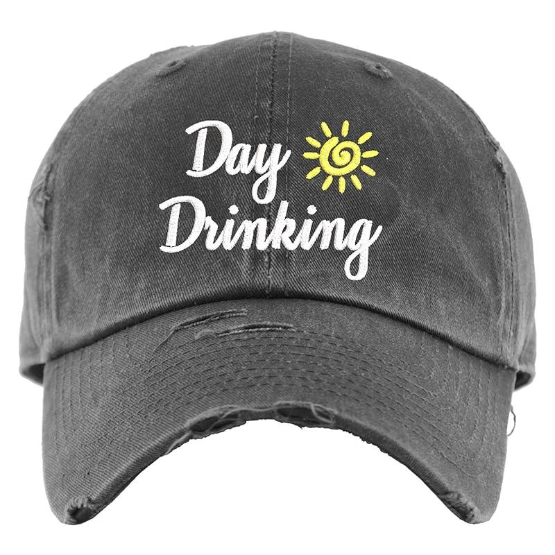 Day Drinking Hat Distressed Baseball Cap OR Ponytail Hat