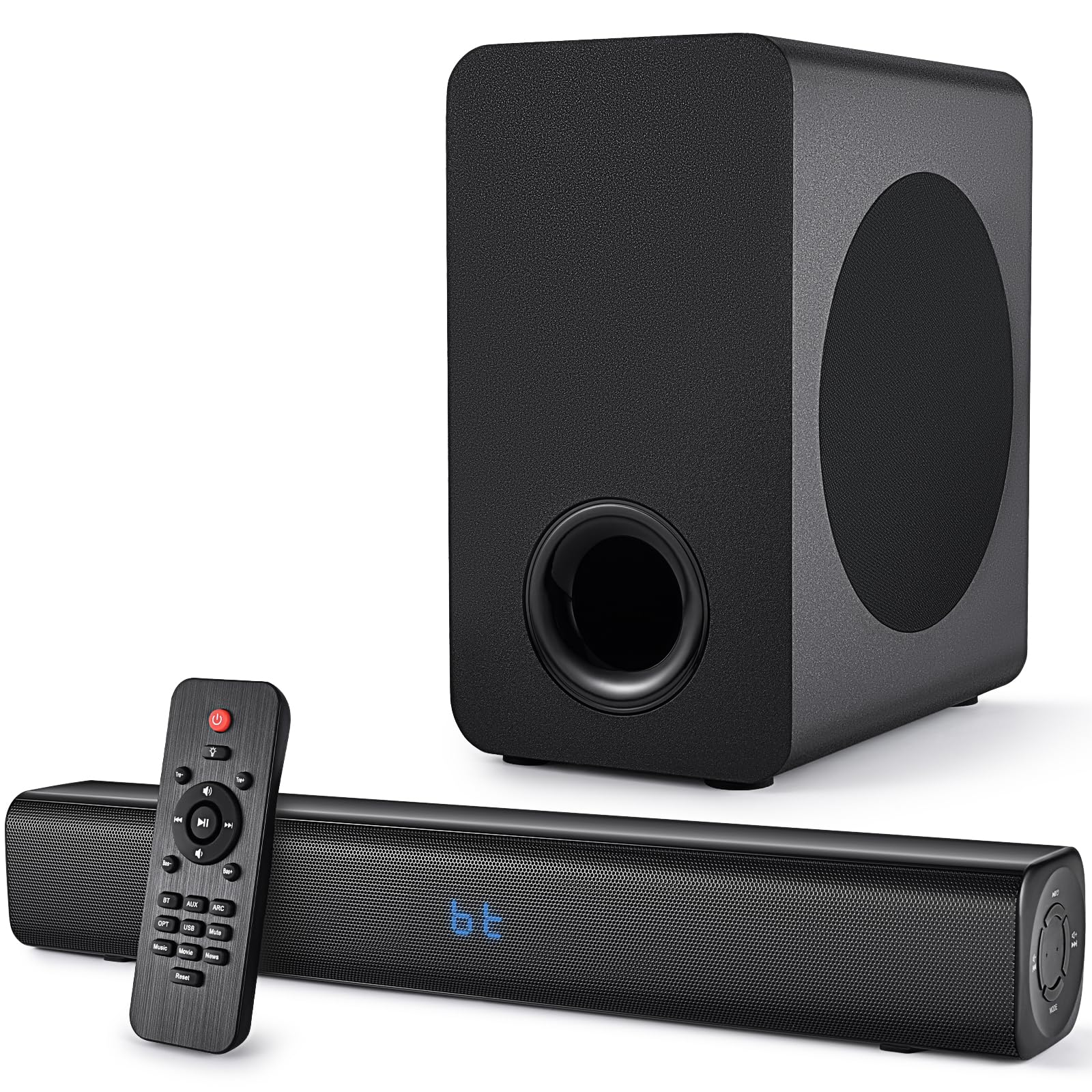 Karaoke Soundbar With Subwoofer For TV: Sound Bar With 2 Wireless Microphones