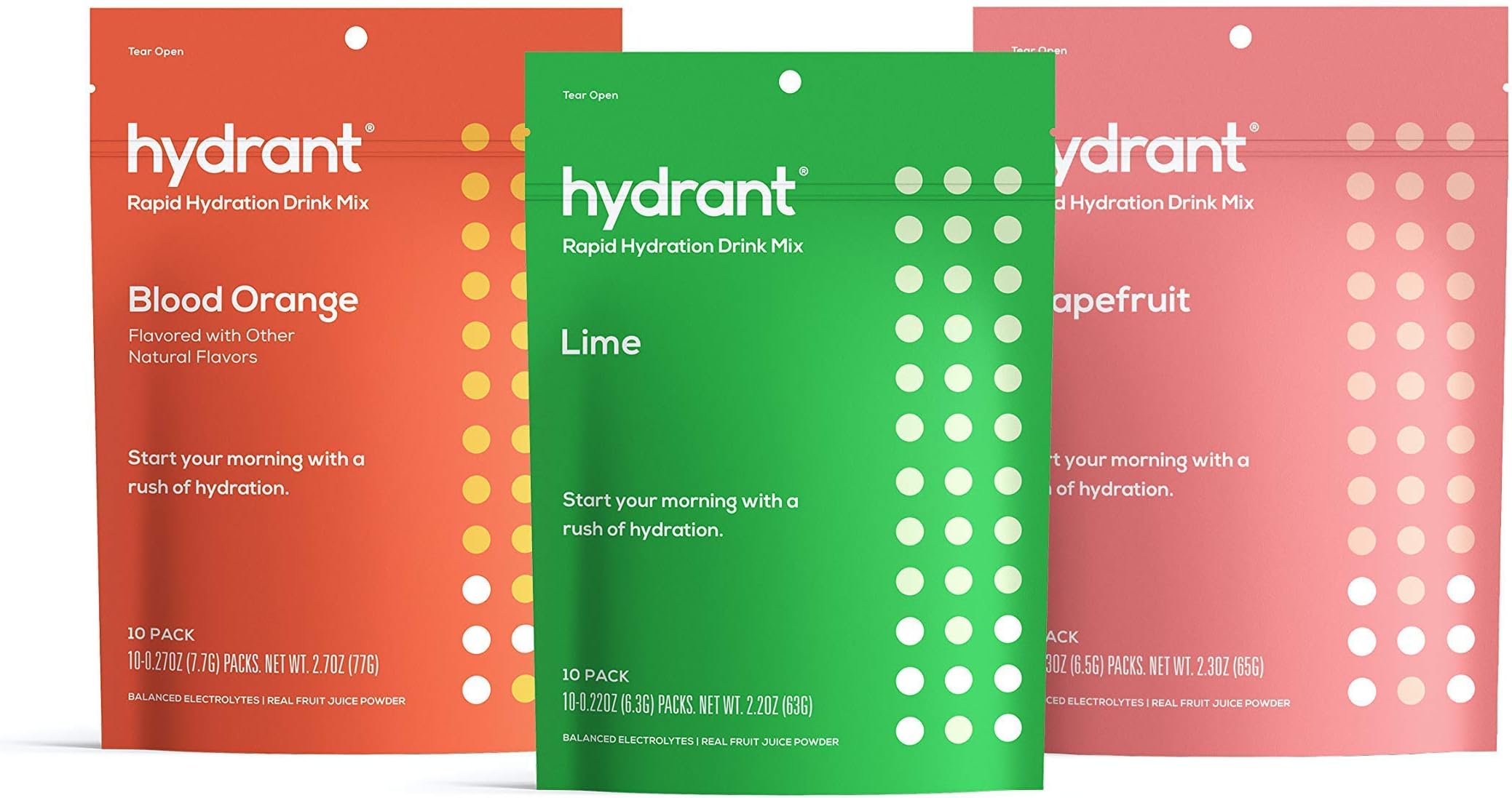 Hydrant HYDRATE Sampler Pack (10 Pack Lime, 10 Pack Grapefruit, 10 Pack Blood Orange)
