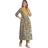 Janasya Indian Women's Cotton Yellow Casual Kurta Set for Women
