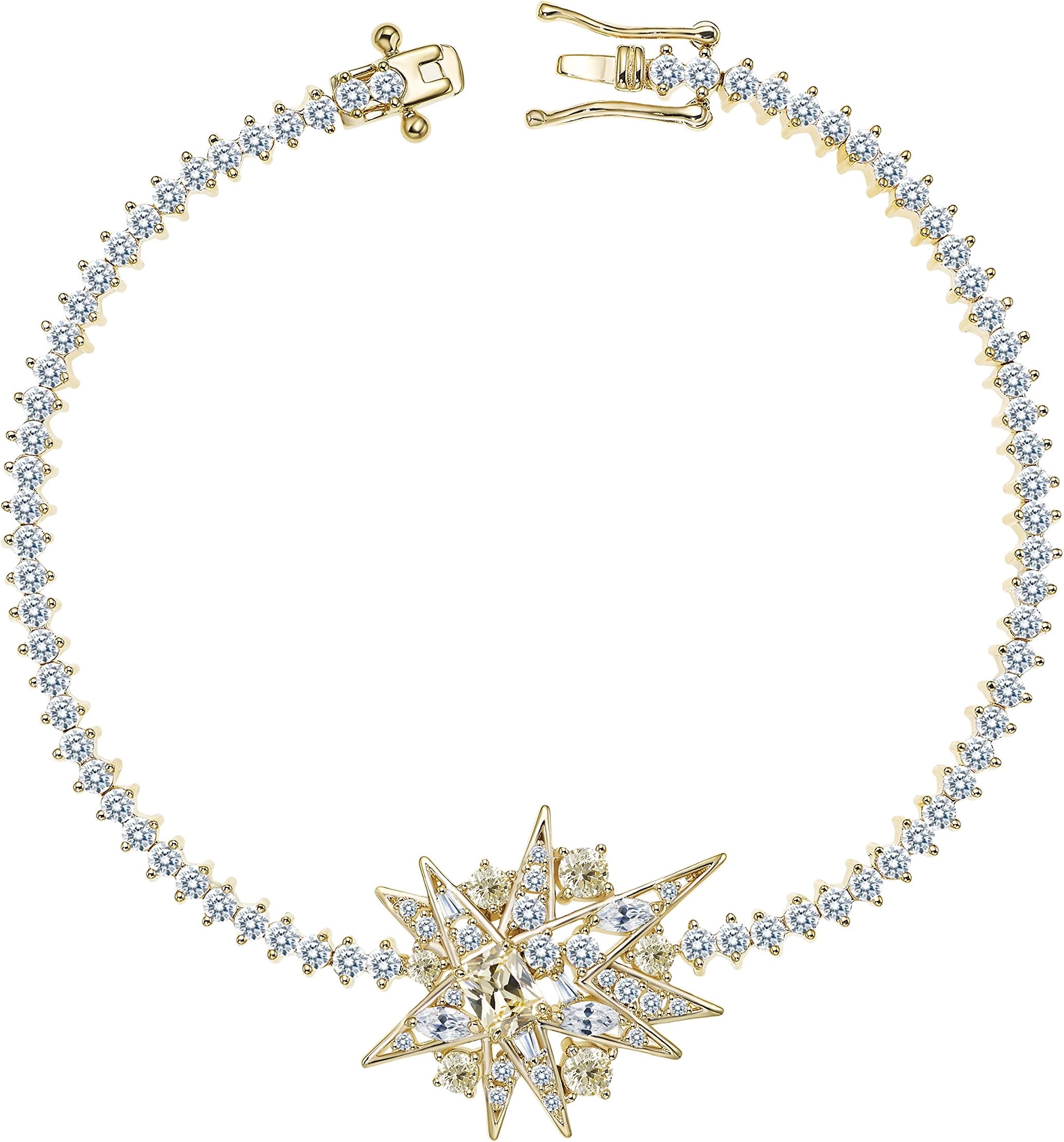 MIYUMIRO Women's Stardust Gold Plated Tennis Bracelet