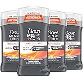 Dove Men+Care Aluminum-Free Deodorant Tropical Costa 4 Count for a Long-Lasting Scent, with 72H Odor Protection, 3.0 oz