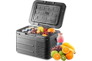 Erivess 12 Volt Car Refrigerator, 11QT(10L) -4°F~68°F, Dual Power 12/24V DC & 110-240V AC Electric Fridge, Battery Powered Cooler, Portable Freezer for Camping, Travel, RV, Truck, Boat & Home Use