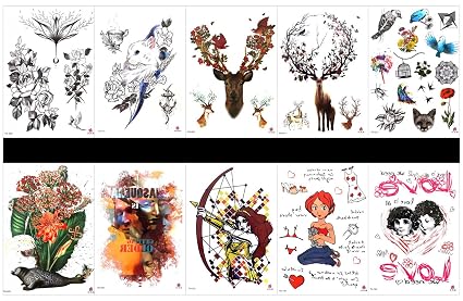 10pcs Rose Tatouages Temporaires En Un Seul Colis Motifs