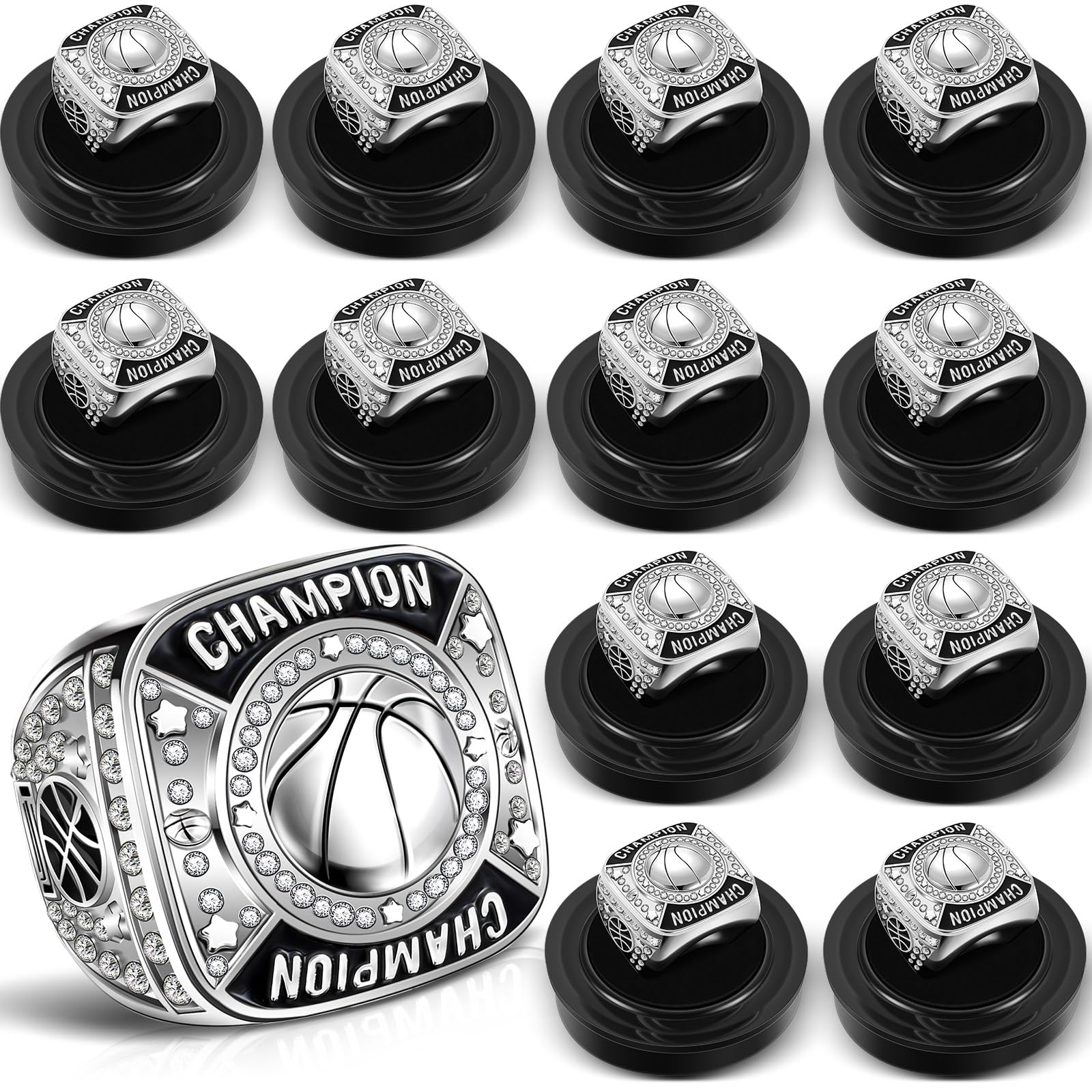 Remuuly 12 Pcs Basketball Champion Rings Basketball
