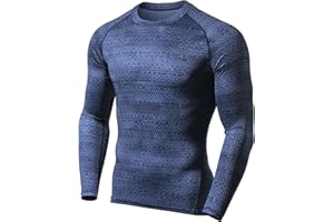 TSLA Men's UPF 50+ Compression Shirts, Cool Dry Long Sleeve Athletic Tops, Sports Baselayer Workout Shirt
