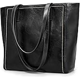 befen Vintage Genuine Leather Work Tote Bag for Women Large Tote Bag with Zipper Leather Purse and Handbags with Compartment