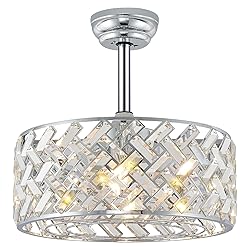 CATINER Chrome Crystal Caged Ceiling Fans with