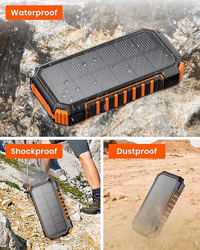 Riapow Solar Charger Power Bank 26800mAh Wireless Portable