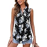 AUSELILY Womens 2026 Summer Tank Tops Causal Ladies V Neck Sleeveless Loose Pleated Shirts Blouse