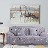 Teynewer 1-Piece Fit Stretch Sofa Cover 2 Seater Grey Pattern view 2