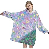 Glow in The Dark Mushroom Wearable Blanket Hoodie for Adult,Oversized Sherpa Fleece Blanket Hoodie for Women Men,Mushroom