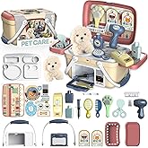 KAEGREEL Pet Care Playset for Kids, 23Pcs Kids Veterinary Kit with Pet Case and Plush Dog for Treatment & Grooming, Vet Role