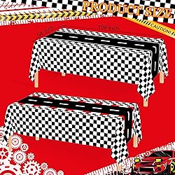 WNINK 6 Pack Race Car Table Cloth and Black White