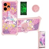 jioeuinly Celero3 5G+Plus 2024 Case Compatible for Boost Mobile Celero5G+ 2024 Phone Case Celero 5G+ Cover [with Tempered Glass Screen Protector][PC + Silicone] [Gold Glitter+Luminous] JSF-DJS