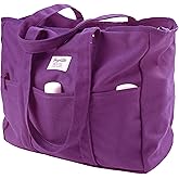 Bagelite Extra Large Canvas Tote for Women Men, Utility Work Bag with Zipper