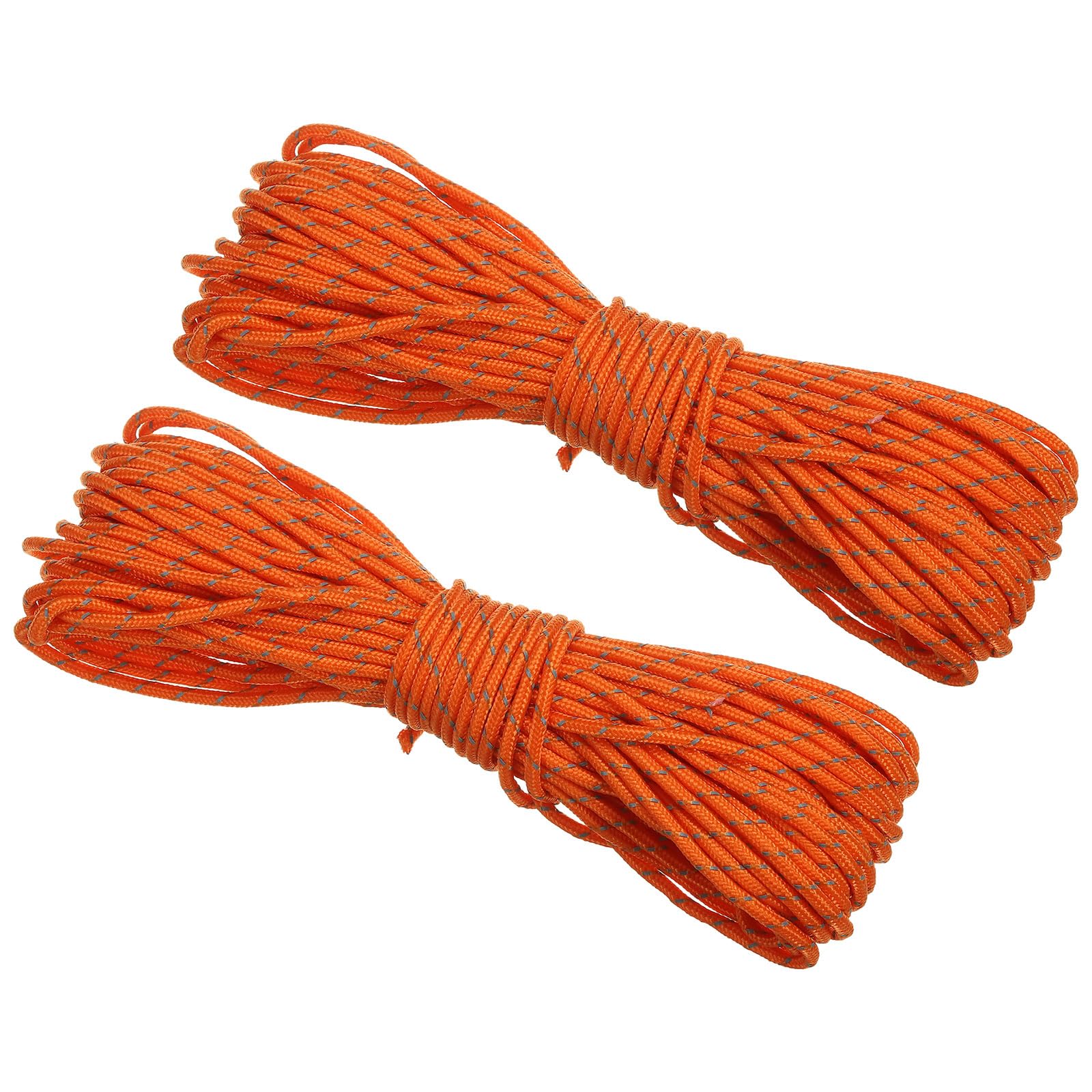 PATIKIL 65 Feet Reflective Guyline Camping Paracord, 2Pcs 3mm Tent Cord Guyline Rope Nylon Paracord Rope for Camping Tent Tarp Hiking, Orange (20M)