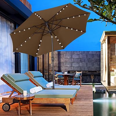 klismos patio umbrella ELM 10" Ft Cantilever Offset Outdoor Umbrella, Beige Illuminate your outdoor evenings with this innovative double Klismos 9 FT Patio Umbrella