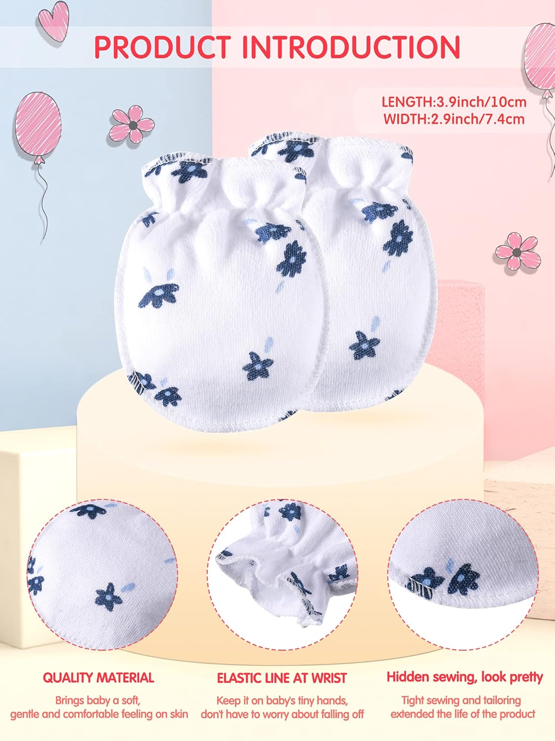 15 Pair Newborn Unisex Baby Gloves No Scratch Mitten for 0-6 Month (Cartoon Style): Clothing