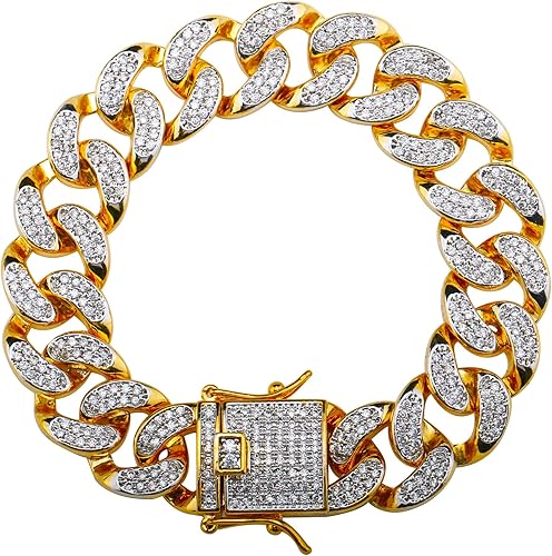 Amazon Silver Kyasya パヴェ Cz チェーン ブレスレット ゴールド バングル メンズ 喜平チェーン ラッパー B系 ヒップホップ Hiphop 西海岸 ダンス衣装 マイアミ キューバン ブレスレット 通販