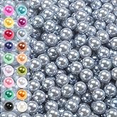 Vase Filler Pearls, 2200 Pcs No Hole Pearl Vase Beads, Plastic Fake Pearl for Crafting, Pearls for Makeup Brush Holder Beads, Tabble Scatter, Vase Decor, Wedding Birthday Party (Silver Gray, 6mm)
