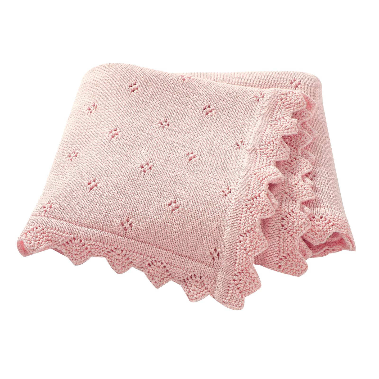 Hadetoto Baby Blanket 100% Cotton Knit Baby Blankets Baby Gifts Baby Essentials for Newborn, 100 x 80 cm (Pink)
