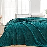NEWCOSPLAY Super Soft Queen Blanket Dark Teal Premium Silky Flannel Fleece 3D Checkered Lightweight Bed Blanket All Season Use (Dark Teal Checkered, Queen(90"x90"))