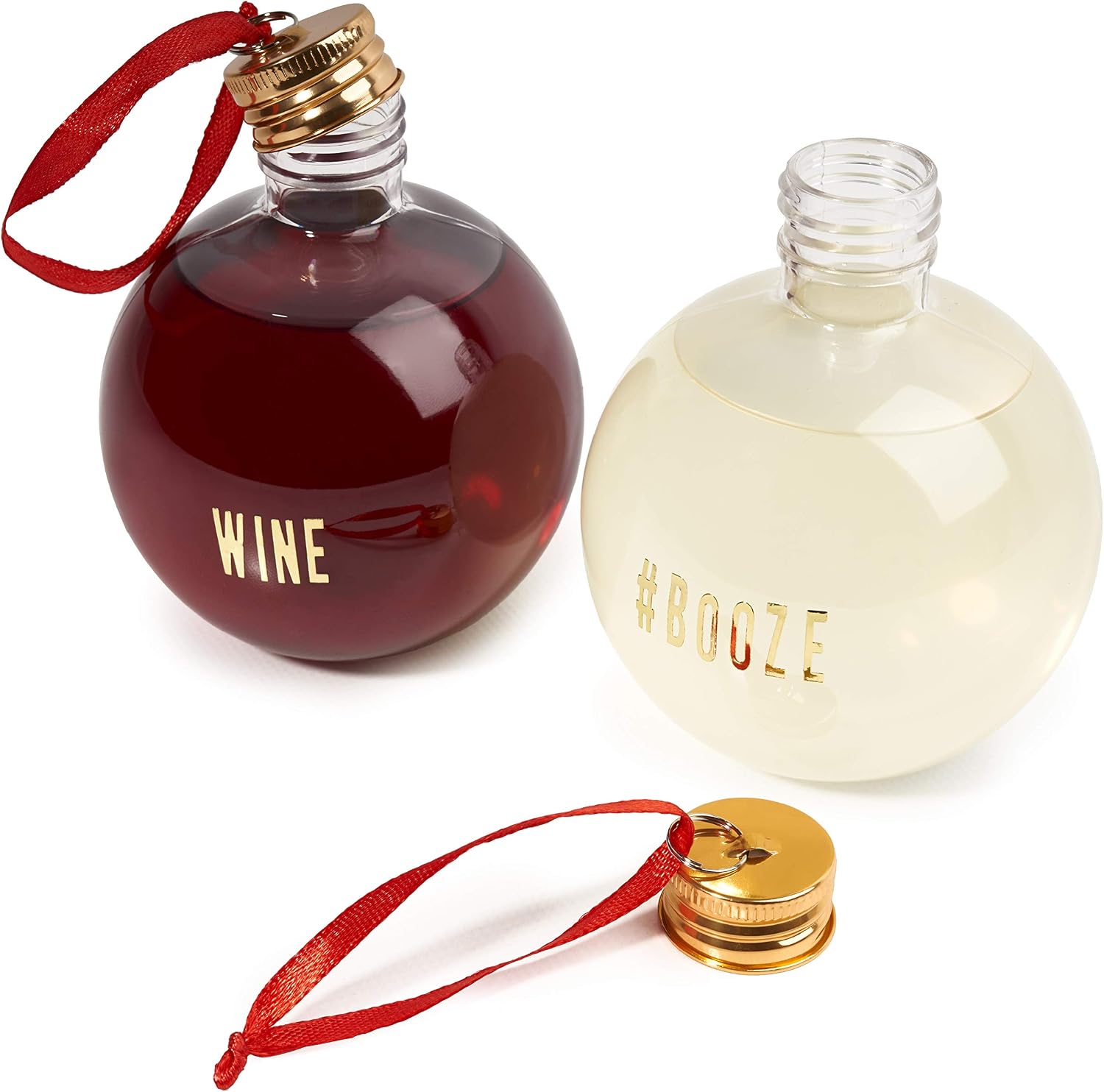 THE TWIDDLERS 8 XL Fillable Alcohol Baubles (250ml), Large DIY Spirit & Cocktail Ornaments with Stickers