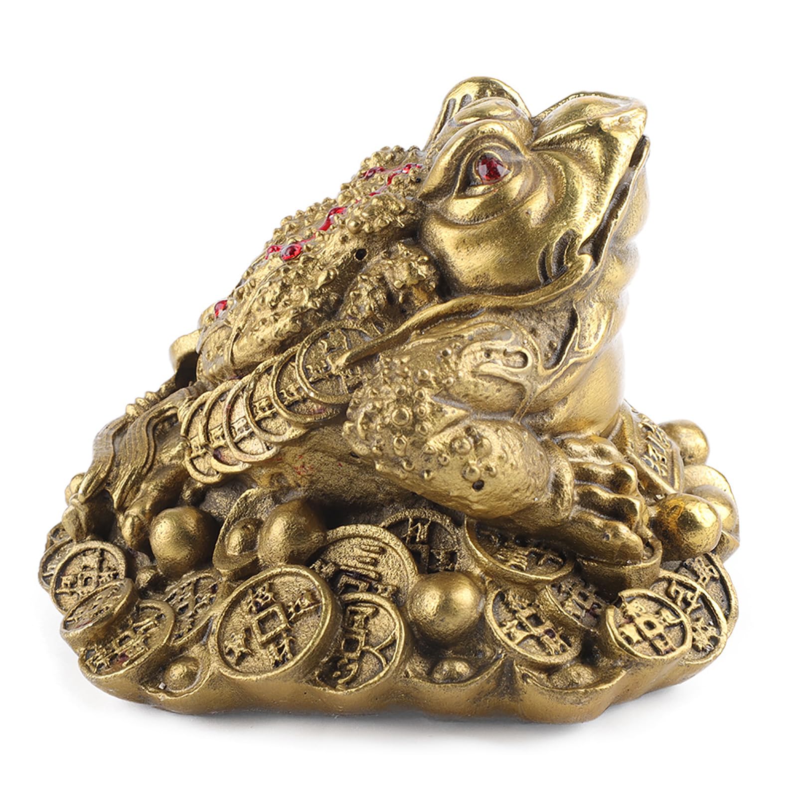 Hilitand Golden Toad, Brass Golden Toad, Moon Lucky Toad, Fortune Feng Shui Traditional Toad Wealth with 3 Legs for Office Feng Shui Decor