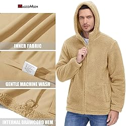 MAGCOMSEN Sherpa Jacket Men With Hood Fleece