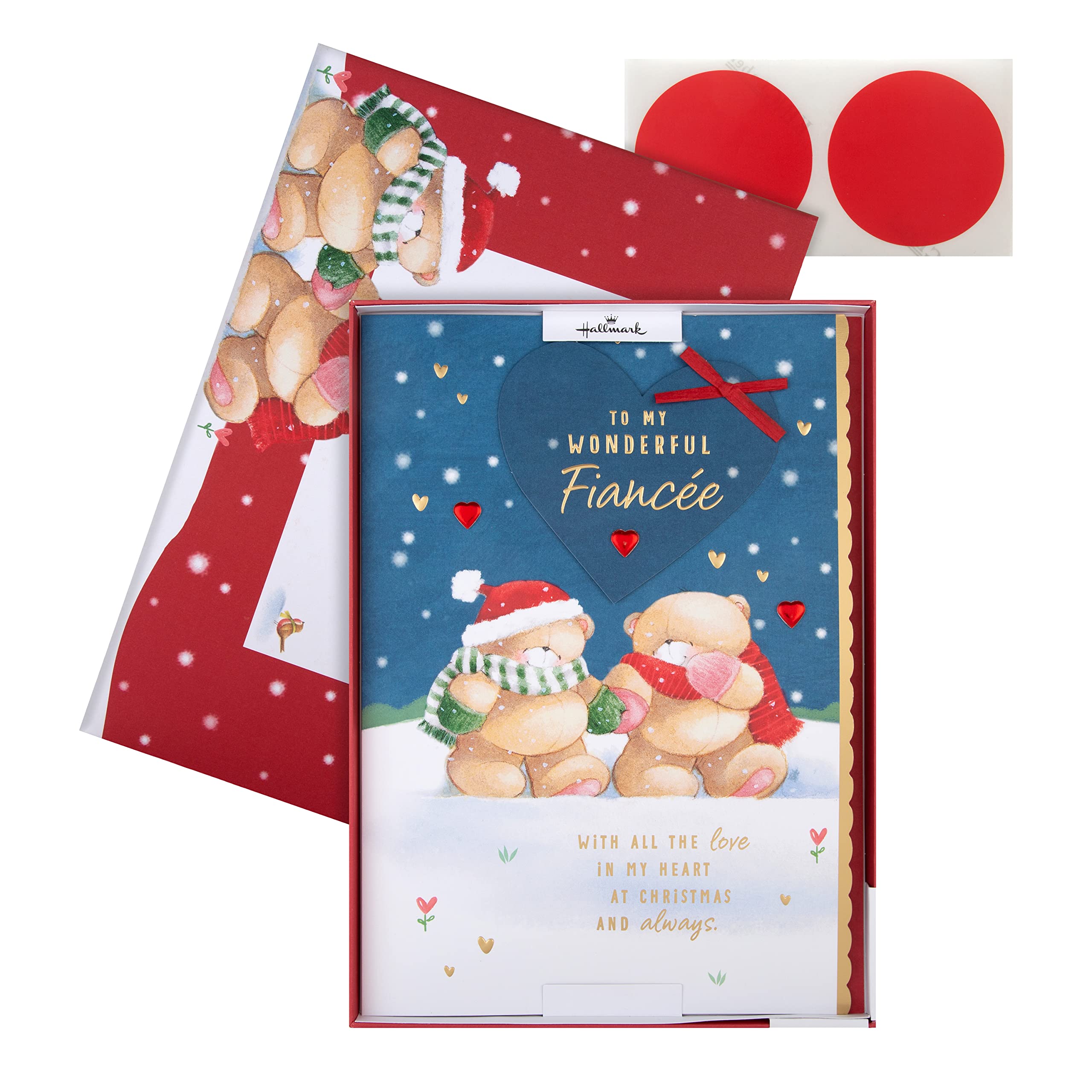 Hallmark Boxed Christmas Card for Fiancée - Cute Forever Friends Winter Love Design