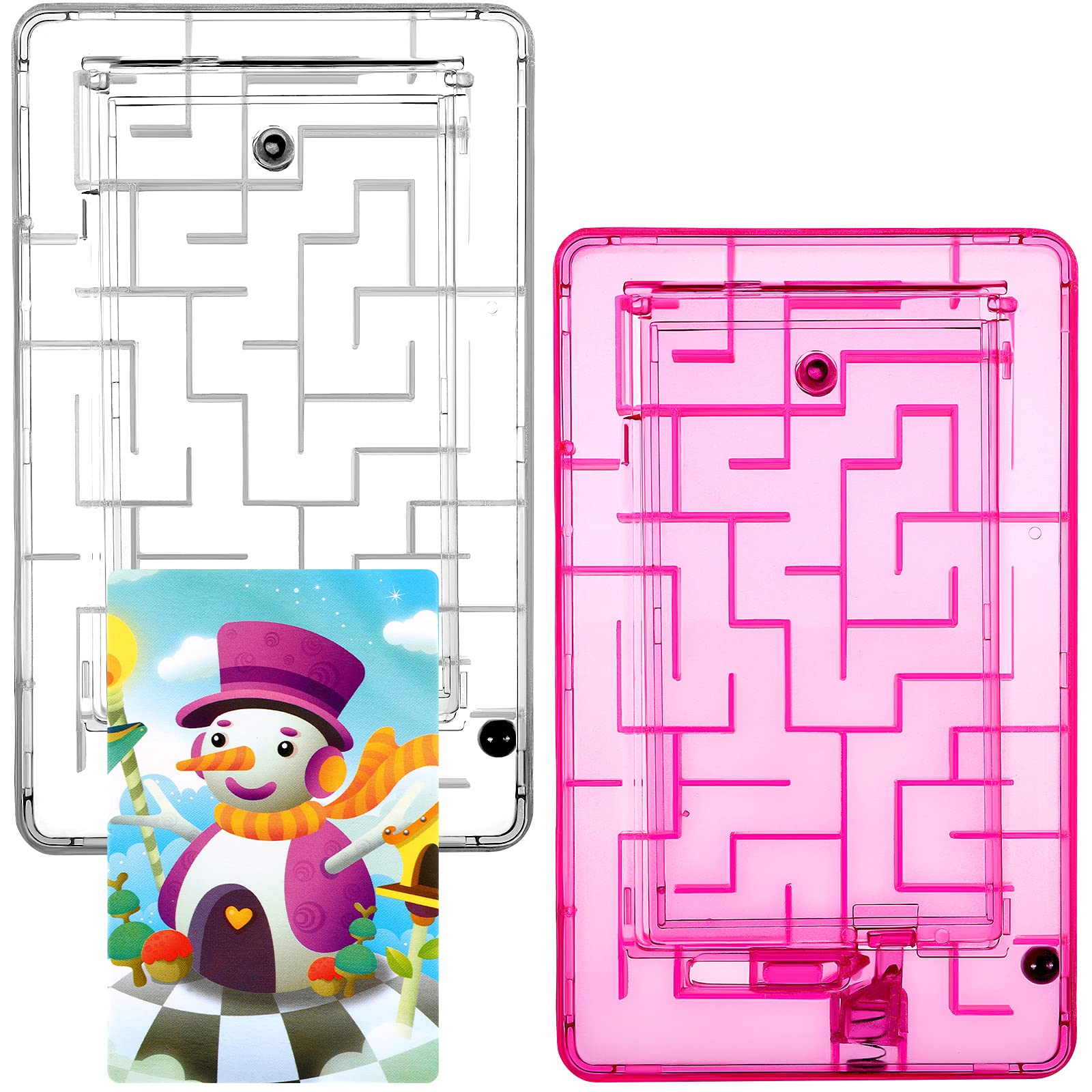 Photo 1 of 2-Piece Maze Puzzle Present Box - Plastic Card Holder, Intellectual Pinball Machine Game - Fun & Challenging for Teens & Adults (Clear, Pink)