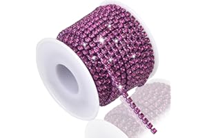 DROPOWER 4MM Crystal Rhinestone Close Chain Trim 10 Yards Rhinestone Banding Claw Cup Chain for Sewing Crafts, DIY Decoration, Jewelry, Clothing, Shoes Fushia