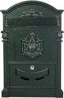 Antiker großer und sehr edler Briefkasten LB-001-Long Grün Wandbriefkasten, Briefkasten, Nostalgischer Englischer Briefkasten Alu - Guss 47 cm hoch . Mit Befestigungsmaterial für die Wand. mit 2 Schlüsseln , Rostfrei