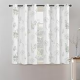 XTMYI Short Bathroom Curtains for Small Window,80% Blackout Watercolor Eucalyptus Wildflowers Boho Curtains for Kitchen Nurse