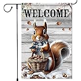 Winter Garden Flag 12x18inch Welcome Garden Flag with Squirrel Nut for Outside Double-sided Yard House Flags for Squirrel Decor Patio Lawn Outdoor Christmas January