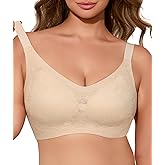 Womens Minimizer Bra Wireless Seamless Full Coverage Everyday Bralette with Removable Pads Soft Lace Comfort 32B-42DD