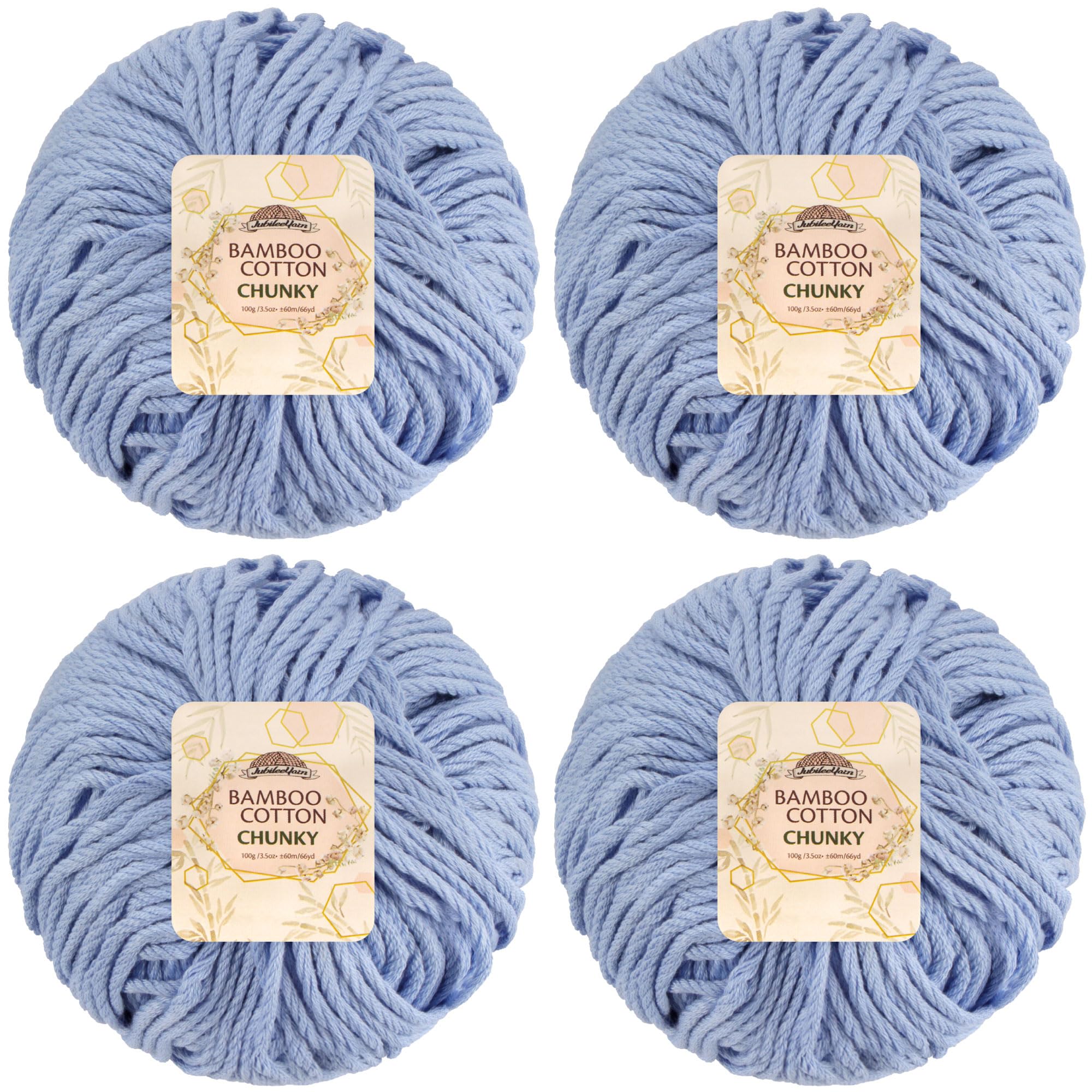 JubileeYarn Bamboo Cotton Chunky Yarn - 100g/Ball - Glacier Blue - 4 Balls — image 1