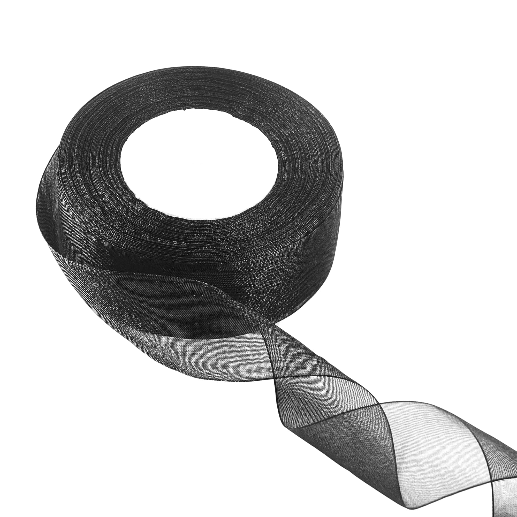 40mm Black Organza Ribbon for Gift Wrapping 45M,Black Organza Ribbons 40mm Organza Chiffon Ribbons Thick for Gift Wrap Hair Bow Christmas Cake Wedding DIY Crafts Car Ribbon Decoration