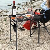REDCAMP Folding BBQ Table 60x40cm 3-Height Aluminum Portable Stand Black view 9