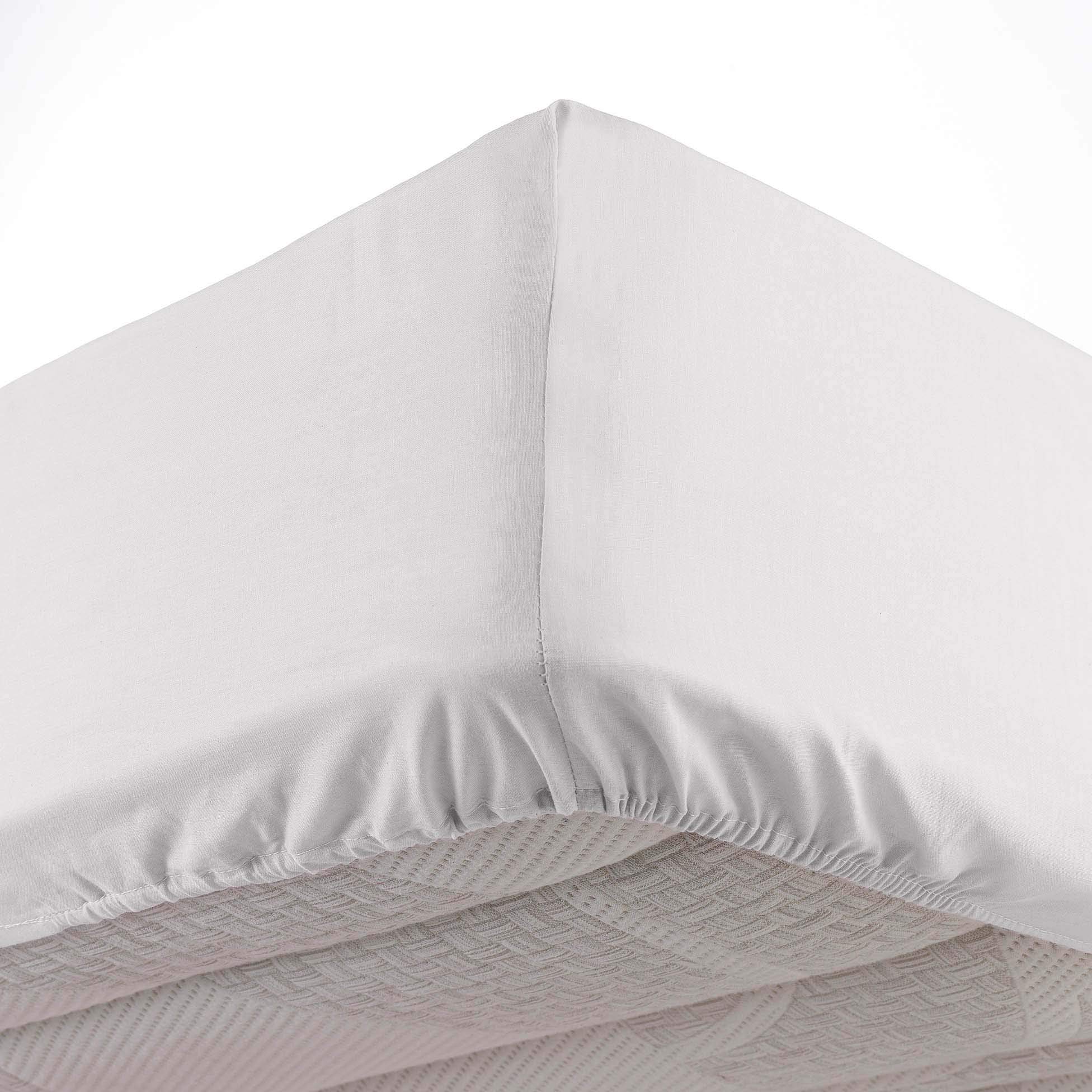 Douceur d'Intérieur Single Fitted Sheet, Polyester, White, 90 x 190 cm