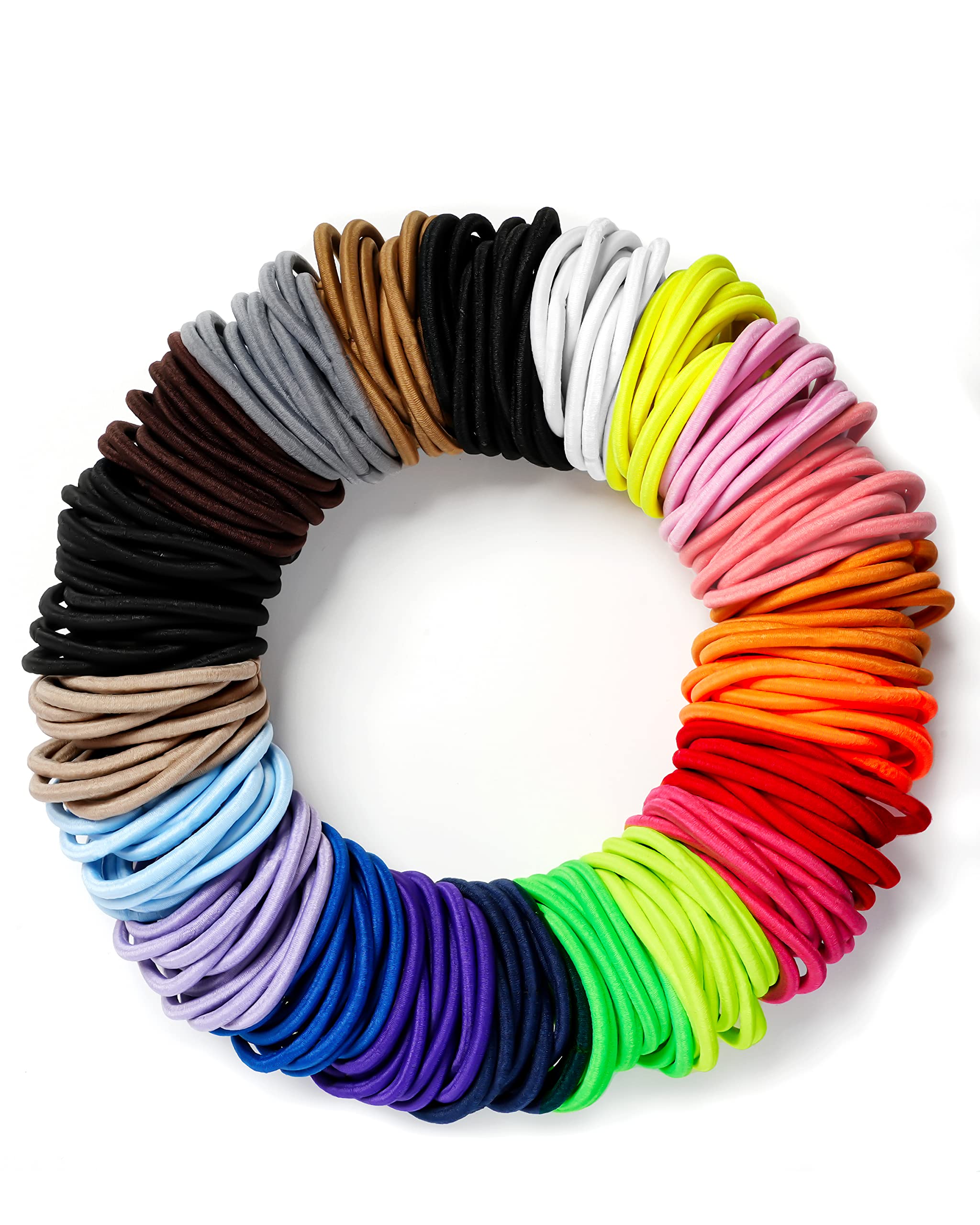 Photo 1 of 203 Pieces Hair Ties No Damage, 4MM Hair Bands, 20 Colors Elastic Hair Ties for Thick Hair, Medium Size Ponytail Holders for Women and Girls
