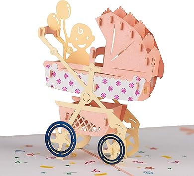 Amazon Com Baby Shower Pop Up Card For Boy Girl By Devine Popup Cards New Baby Stroller Congratulations Card Welcome Home Baby Shower Card 3d Gift Card Thank You Love